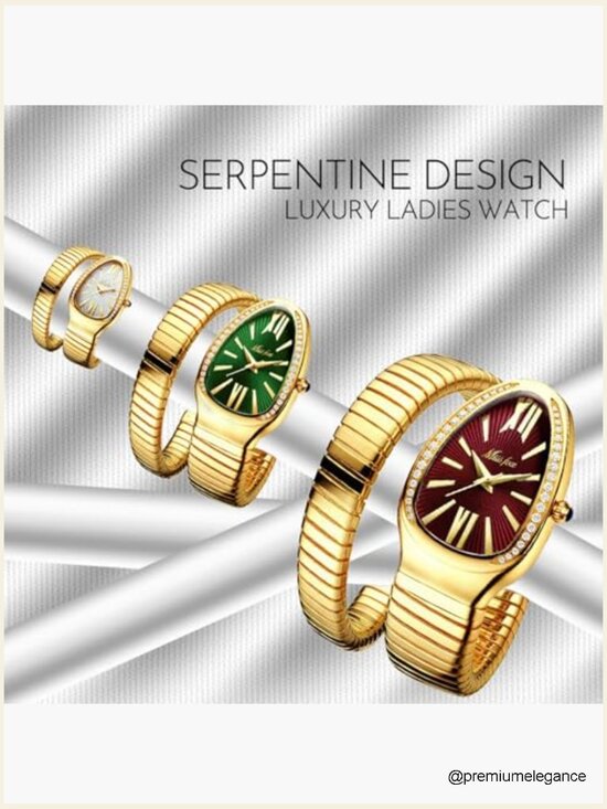 Snake Shape Bangle Watch for Women Serpent Design Vintage Dial main image 4